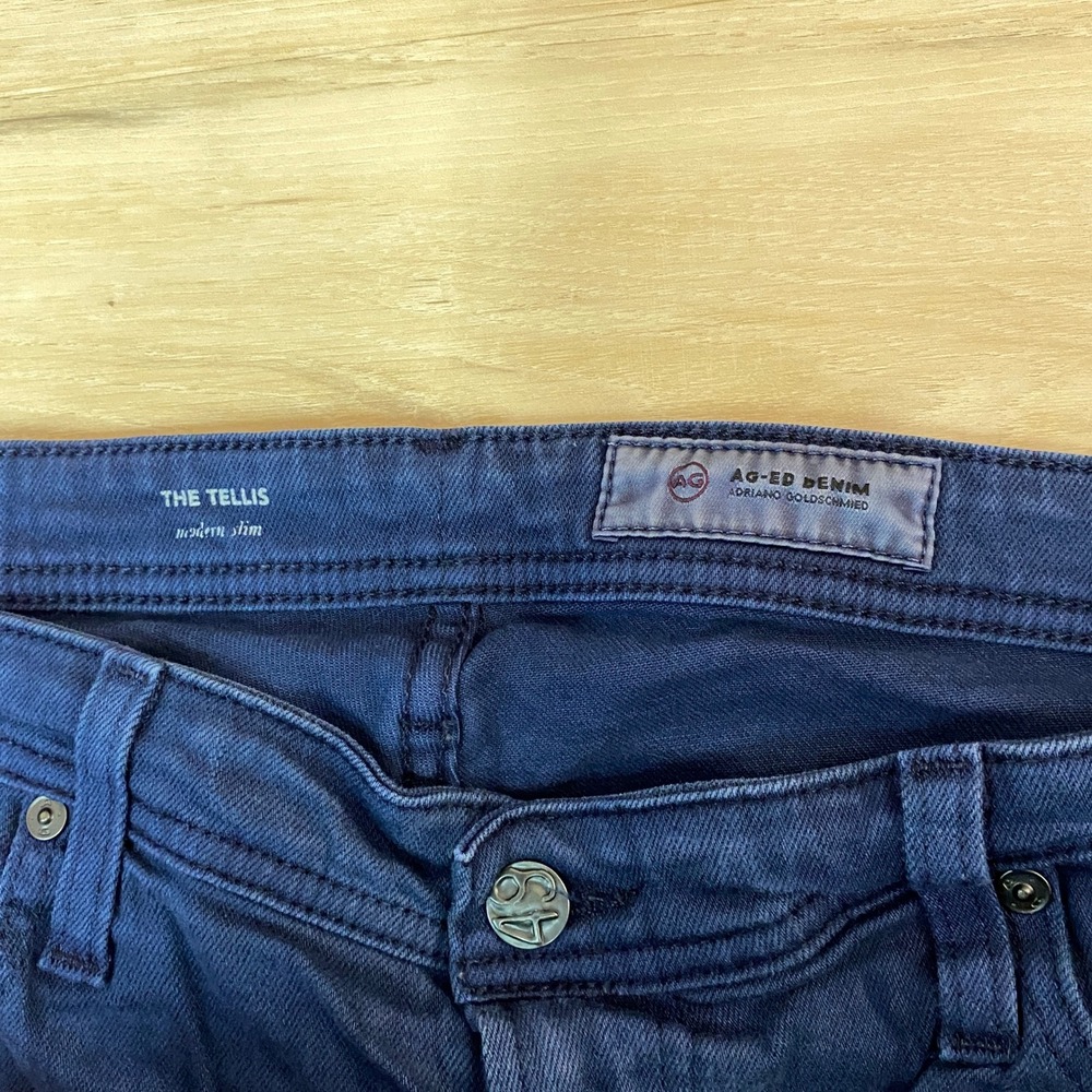 AG Adriano Goldschmied Jeans‎ Mens 33x34 Tellis Modern Slim Blue Garment Dyed - Picture 2 of 7
